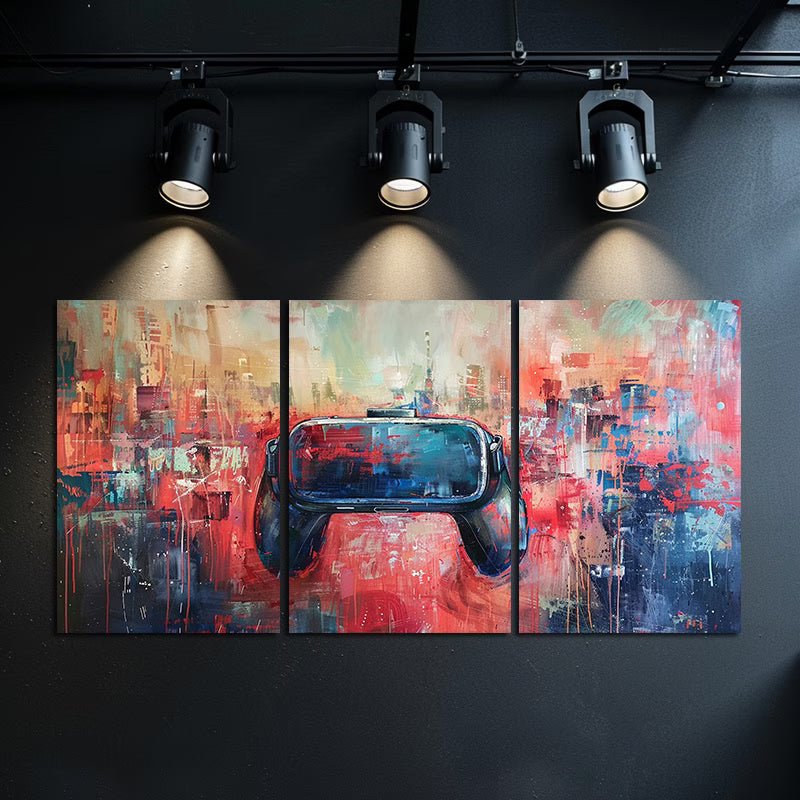 3pcs Immersed in a Virtual Gaming Adventure Wall Art Set Canvas Framed 40x60cm - High Quality Print 100% Australian Made Wall Canvas Ready to Hang