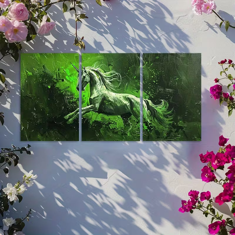 3pcs Artistic Unicorn Oil Painting Wall Art Set Canvas Framed 50x70cm - High Quality Print 100% Australian Made Wall Canvas Ready to Hang - Bella Home Decor