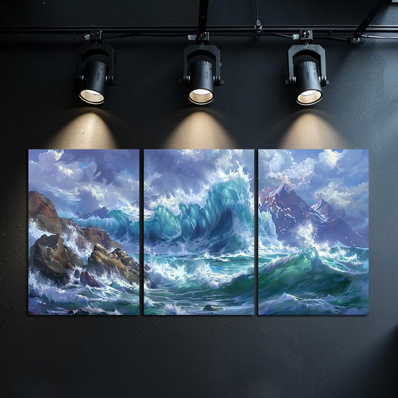 3pcs Modern Seascape Ocean Waves Wall Art Set Canvas Framed 60x90cm - High Quality Print 100% Australian Made Wall Canvas Ready to Hang
