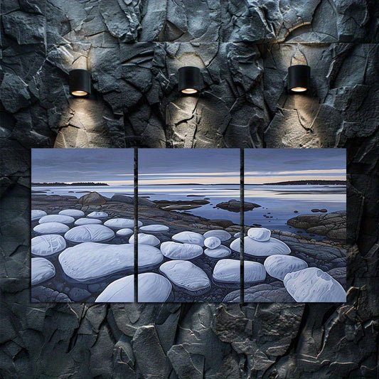 3pcs Iceberg Stands Proudly By The North Pole Wall Art Set Canvas Framed 50x70cm - High Quality Print 100% Australian Made Wall Canvas Ready to Hang