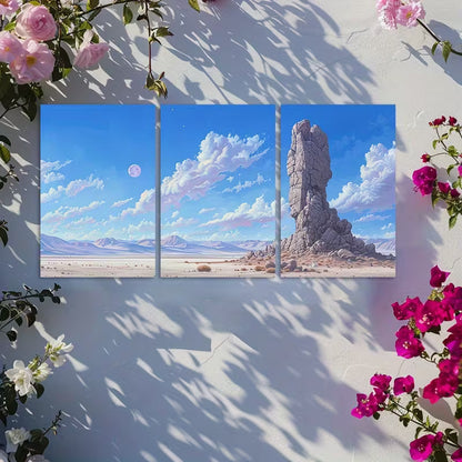 3pcs The Rocks in The Desert and Gobi Wall Art Set Canvas Framed 50x70cm - High Quality Print 100% Australian Made Wall Canvas Ready to Hang