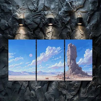 3pcs The Rocks in The Desert and Gobi Wall Art Set Canvas Framed 60x90cm - High Quality Print 100% Australian Made Wall Canvas Ready to Hang