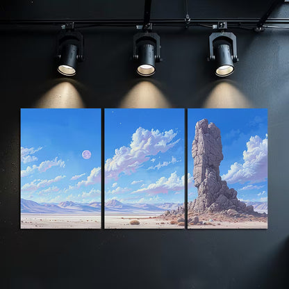 3pcs The Rocks in The Desert and Gobi Wall Art Set Canvas Framed 60x90cm - High Quality Print 100% Australian Made Wall Canvas Ready to Hang