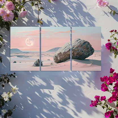 3pcs Qinghai Desert and Gobi Rocks Wall Art Set Canvas Framed 40x60cm - High Quality Print 100% Australian Made Wall Canvas Ready to Hang