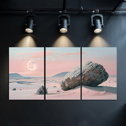 3pcs Qinghai Desert and Gobi Rocks Wall Art Set Canvas Framed 60x90cm - High Quality Print 100% Australian Made Wall Canvas Ready to Hang