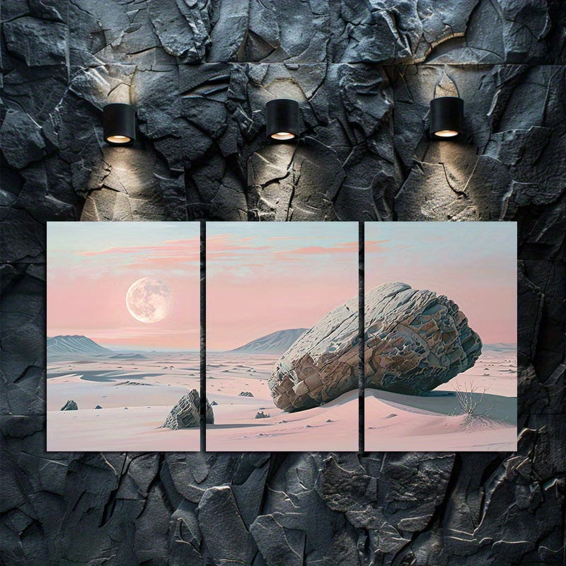 3pcs Qinghai Desert and Gobi Rocks Wall Art Set Canvas Framed 40x60cm - High Quality Print 100% Australian Made Wall Canvas Ready to Hang