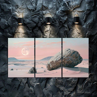 3pcs Qinghai Desert and Gobi Rocks Wall Art Set Canvas Framed 40x60cm - High Quality Print 100% Australian Made Wall Canvas Ready to Hang