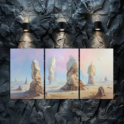 3pcs Desert and Gobi Rocks Oil Painting Wall Art Set Canvas Framed 60x90cm - High Quality Print 100% Australian Made Wall Canvas Ready to Hang - Bella Home Decor