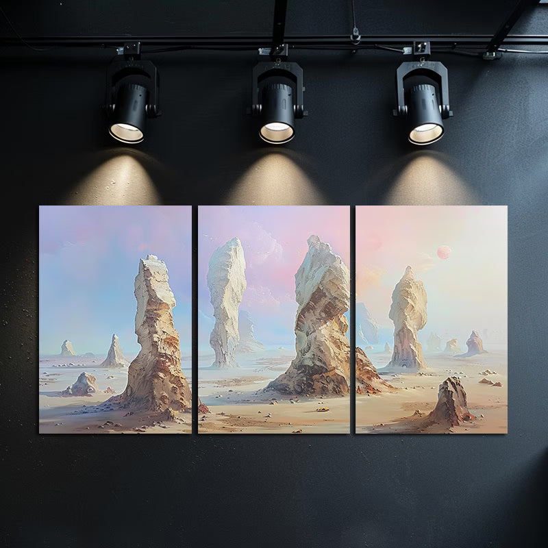 3pcs Desert and Gobi Rocks Oil Painting Wall Art Set Canvas Framed 40x60cm - High Quality Print 100% Australian Made Wall Canvas Ready to Hang - Bella Home Decor