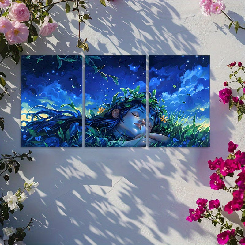 3pcs Dreamy Meadow Serene Nature Theme Wall Art Set Canvas Framed 50x70cm - High Quality Print 100% Australian Made Wall Canvas Ready to Hang - Bella Home Decor