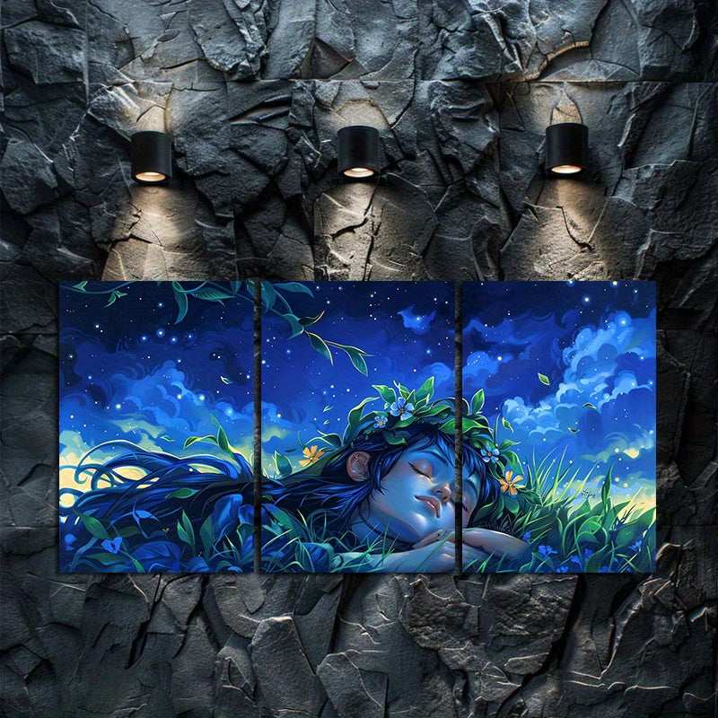 3pcs Dreamy Meadow Serene Nature Theme Wall Art Set Canvas Framed 40x60cm - High Quality Print 100% Australian Made Wall Canvas Ready to Hang - Bella Home Decor