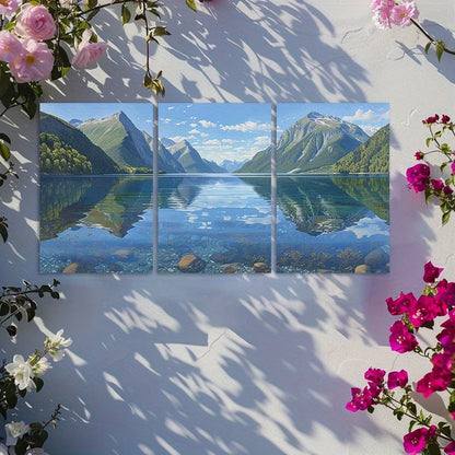 3pcs Norway's mountains are magnificent Wall Art Set Canvas Framed 40x60cm - High Quality Print 100% Australian Made Wall Canvas Ready to Hang