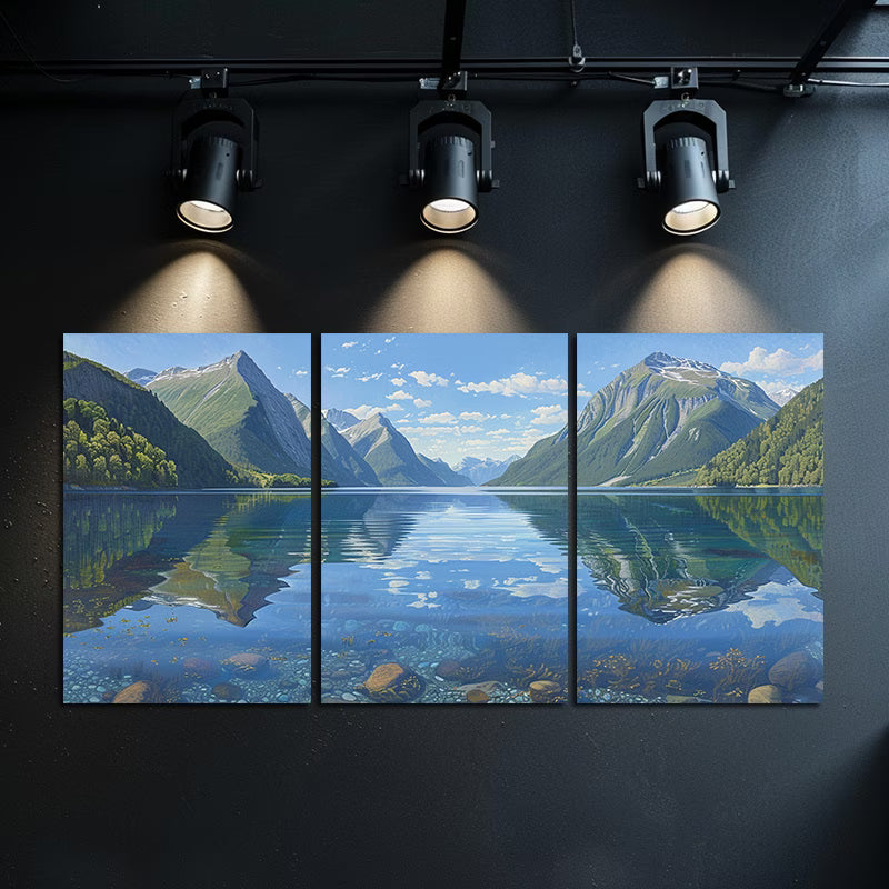 3pcs Norway's mountains are magnificent Wall Art Set Canvas Framed 40x60cm - High Quality Print 100% Australian Made Wall Canvas Ready to Hang