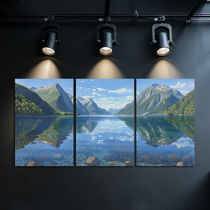 3pcs Norway's mountains are magnificent Wall Art Set Canvas Framed 50x70cm - High Quality Print 100% Australian Made Wall Canvas Ready to Hang