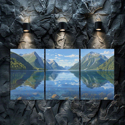 3pcs Norway's mountains are magnificent Wall Art Set Canvas Framed 40x60cm - High Quality Print 100% Australian Made Wall Canvas Ready to Hang