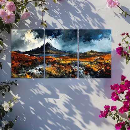 3pcs Oil Painting of Norway’s Mountains Wall Art Set Canvas Framed 60x90cm - High Quality Print 100% Australian Made Wall Canvas Ready to Hang
