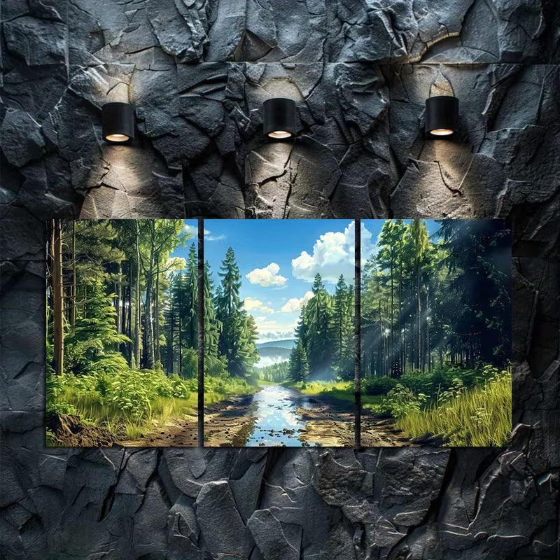 3pcs Landscape of a Forest and a Stream Wall Art Set Canvas Framed 60x90cm - High Quality Print 100% Australian Made Wall Canvas Ready to Hang