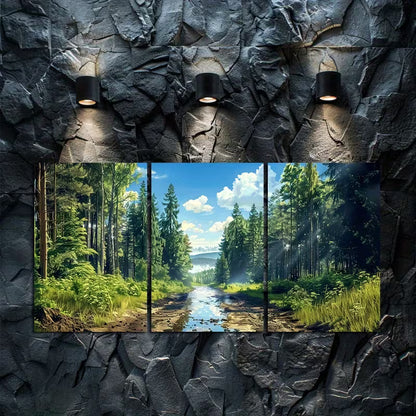 3pcs Landscape of a Forest and a Stream Wall Art Set Canvas Framed 60x90cm - High Quality Print 100% Australian Made Wall Canvas Ready to Hang