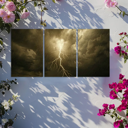 3pcs Oil Painting on Rainy Days Wall Art Set Canvas Framed 50x70cm - High Quality Print 100% Australian Made Wall Canvas Ready to Hang