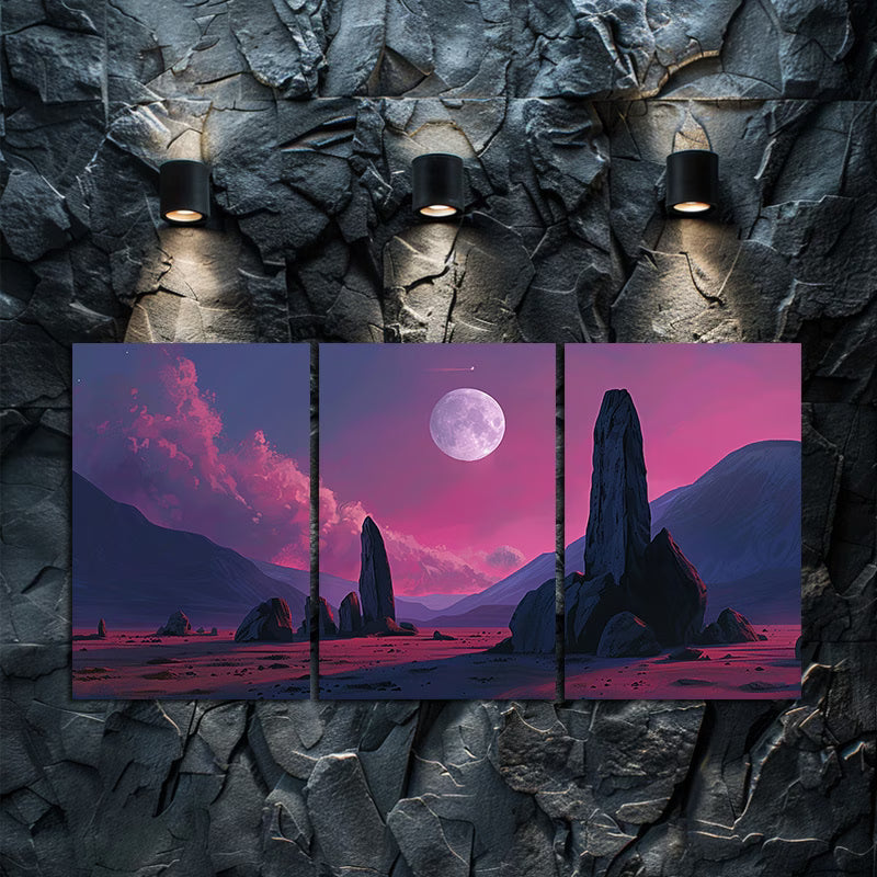 3pcs Abstract Desert and Moon Landscape Wall Art Set Canvas Framed 50x70cm - High Quality Print 100% Australian Made Wall Canvas Ready to Hang - Bella Home Decor