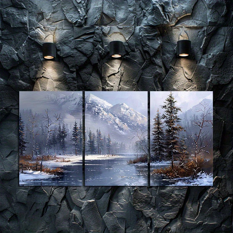 3pcs Starry Sky & Snow Mountain Wall Art Set Canvas Framed 40x60cm - High Quality Print 100% Australian Made Wall Canvas Ready to Hang