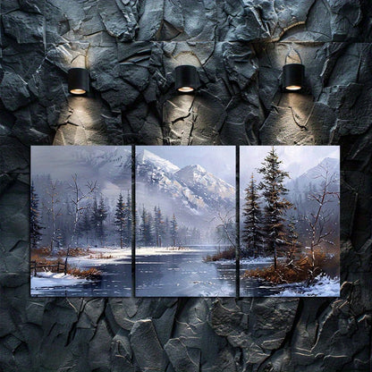 3pcs Starry Sky & Snow Mountain Wall Art Set Canvas Framed 50x70cm - High Quality Print 100% Australian Made Wall Canvas Ready to Hang