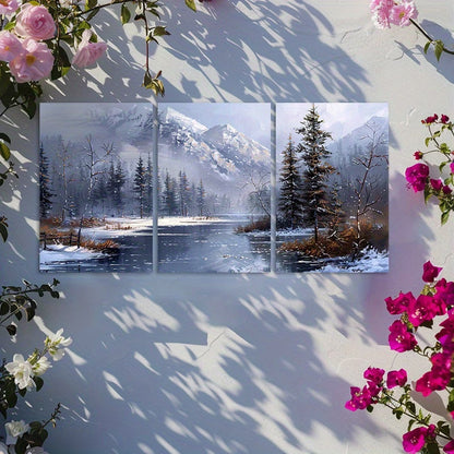 3pcs Starry Sky & Snow Mountain Wall Art Set Canvas Framed 50x70cm - High Quality Print 100% Australian Made Wall Canvas Ready to Hang