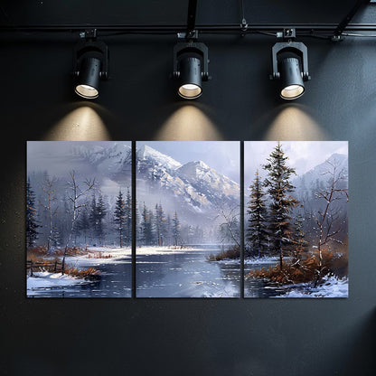 3pcs Starry Sky & Snow Mountain Wall Art Set Canvas Framed 50x70cm - High Quality Print 100% Australian Made Wall Canvas Ready to Hang