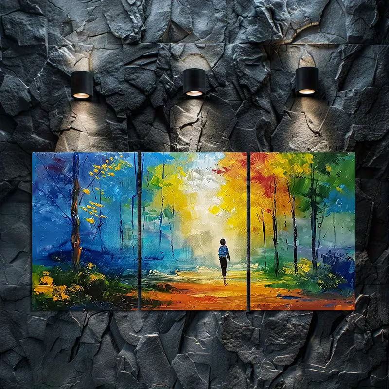 3pcs Strolling Along the Forest Path Wall Art Set Canvas Framed 50x70cm - High Quality Print 100% Australian Made Wall Canvas Ready to Hang