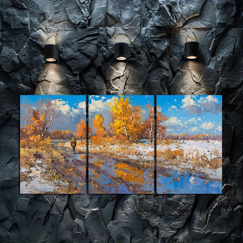 3pcs Strolling Road Landscape Wall Art Set Canvas Framed 40x60cm - High Quality Print 100% Australian Made Wall Canvas Ready to Hang