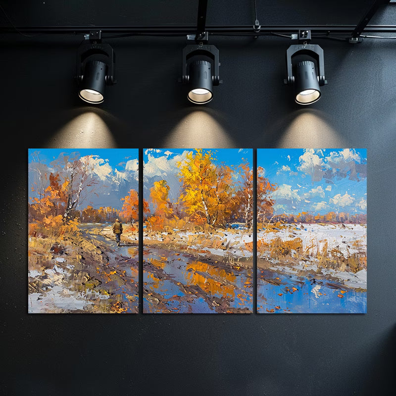 3pcs Strolling Road Landscape Wall Art Set Canvas Framed 40x60cm - High Quality Print 100% Australian Made Wall Canvas Ready to Hang