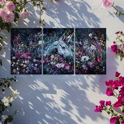 3pcs The Mystery and Surprise of Unicorns Wall Art Set Canvas Framed 40x60cm - High Quality Print 100% Australian Made Wall Canvas Ready to Hang