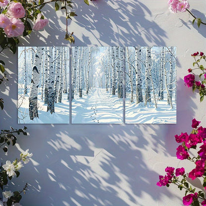 3pcs Winter Wonderland Illustration Wall Art Set Canvas Framed 40x60cm - High Quality Print 100% Australian Made Wall Canvas Ready to Hang