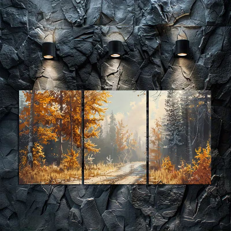 3pcs Charming Muddy Road & Autumn Season Wall Art Set Canvas Framed 40x60cm - High Quality Print 100% Australian Made Wall Canvas Ready to Hang - Bella Home Decor