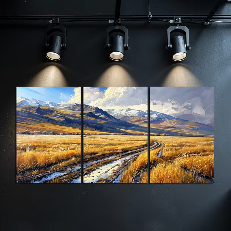 3pcs The Muddy Road Meanders Wall Art Set Canvas Framed 40x60cm - High Quality Print 100% Australian Made Wall Canvas Ready to Hang