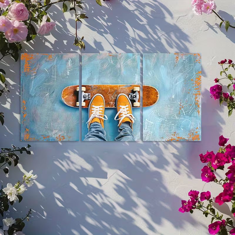 3pcs Combination of Graffiti and Skateboarding Wall Art Set Canvas Framed 40x60cm - High Quality Print 100% Australian Made Wall Canvas Ready to Hang - Bella Home Decor