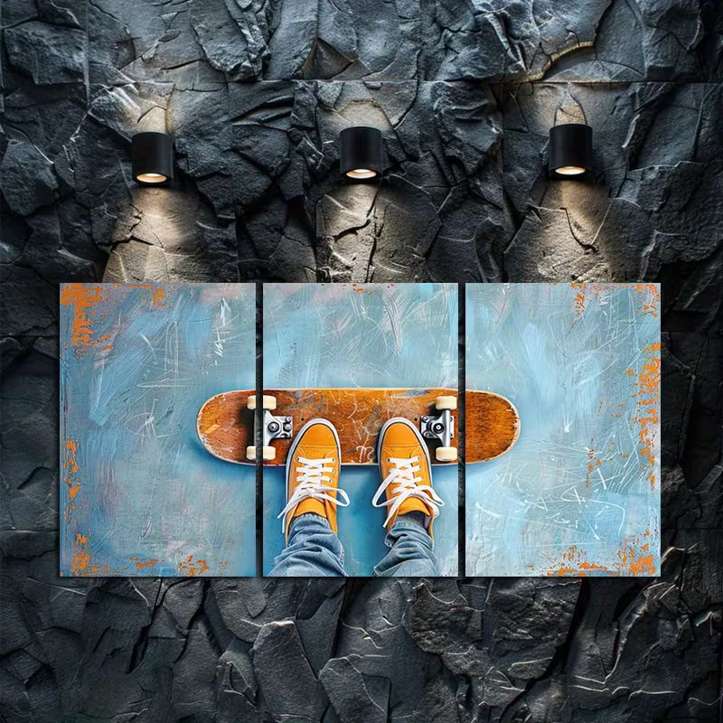 3pcs Combination of Graffiti and Skateboarding Wall Art Set Canvas Framed 40x60cm - High Quality Print 100% Australian Made Wall Canvas Ready to Hang - Bella Home Decor