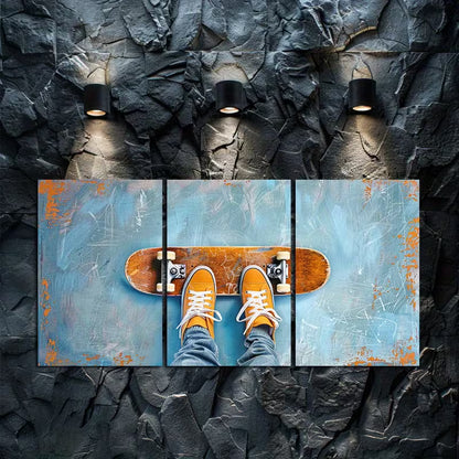 3pcs Combination of Graffiti and Skateboarding Wall Art Set Canvas Framed 40x60cm - High Quality Print 100% Australian Made Wall Canvas Ready to Hang - Bella Home Decor