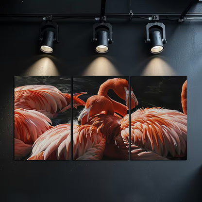 3pcs The Presence of Flamingos Wall Art Set Canvas Framed 50x70cm - High Quality Print 100% Australian Made Wall Canvas Ready to Hang