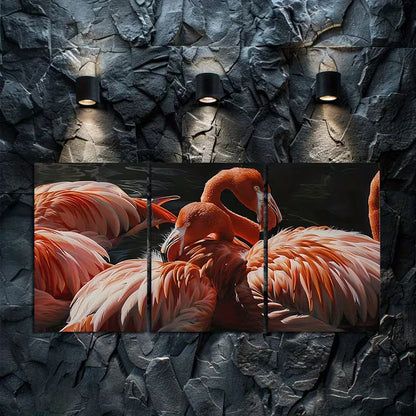 3pcs The Presence of Flamingos Wall Art Set Canvas Framed 60x90cm - High Quality Print 100% Australian Made Wall Canvas Ready to Hang