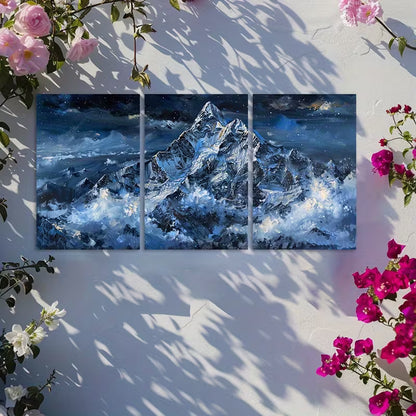 3pcs Snow-Capped Mountains under a Starry Sky Wall Art Set Canvas Framed 40x60cm - High Quality Print 100% Australian Made Wall Canvas Ready to Hang