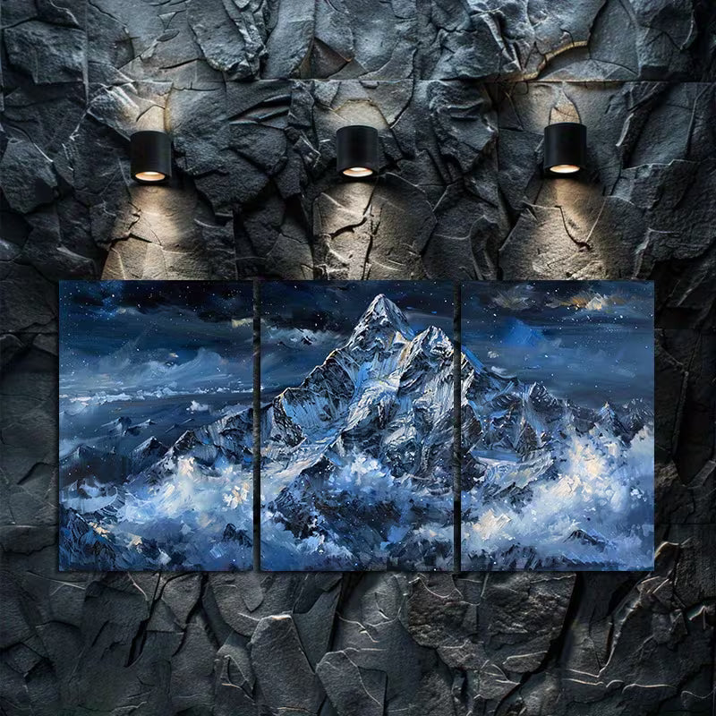 3pcs Snow-Capped Mountains under a Starry Sky Wall Art Set Canvas Framed 60x90cm - High Quality Print 100% Australian Made Wall Canvas Ready to Hang