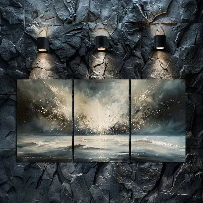 3pcs Starry Sky on a Summer Night Wall Art Set Canvas Framed 50x70cm - High Quality Print 100% Australian Made Wall Canvas Ready to Hang