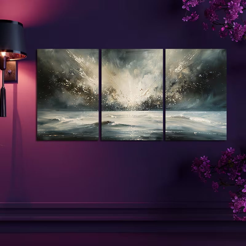 3pcs Starry Sky on a Summer Night Wall Art Set Canvas Framed 60x90cm - High Quality Print 100% Australian Made Wall Canvas Ready to Hang