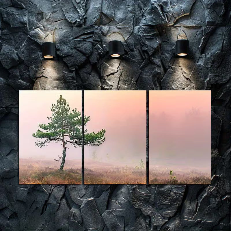 3pcs Misty Diamond Fog in the Distance Wall Art Set Canvas Framed 60x90cm - High Quality Print 100% Australian Made Wall Canvas Ready to Hang