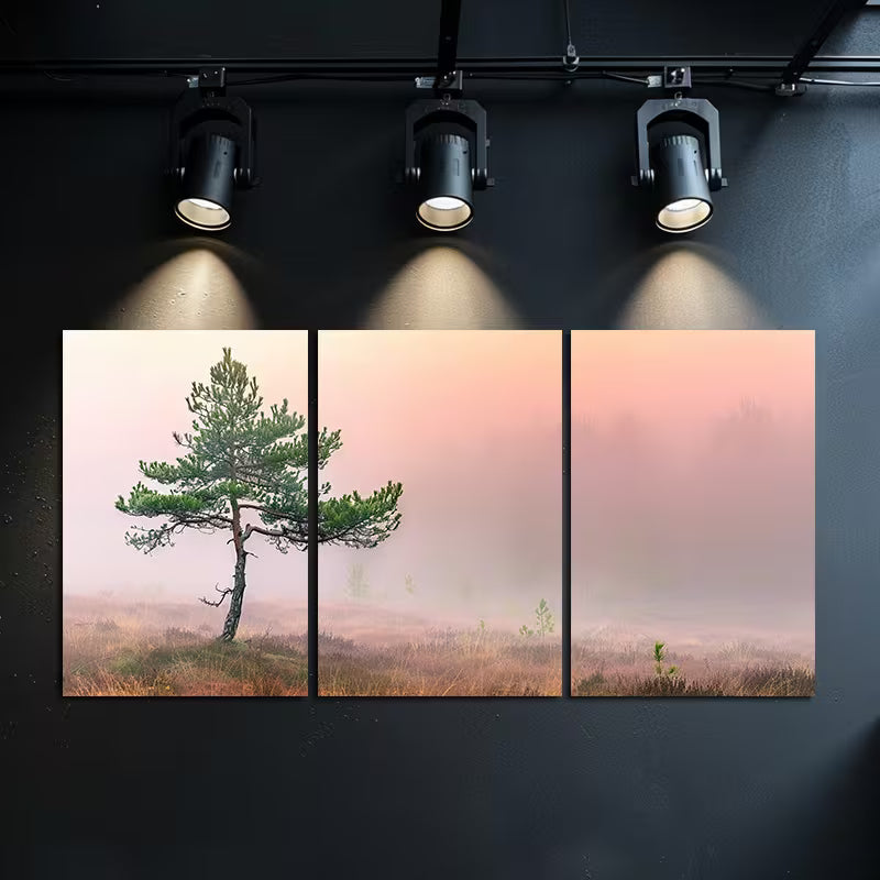 3pcs Misty Diamond Fog in the Distance Wall Art Set Canvas Framed 60x90cm - High Quality Print 100% Australian Made Wall Canvas Ready to Hang