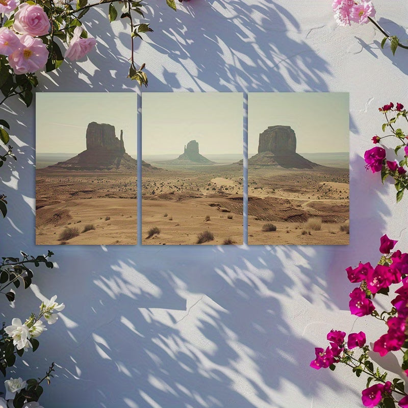 3pcs Moonlit Monument Valley Arizona Wall Art Set Canvas Framed 40x60cm - High Quality Print 100% Australian Made Wall Canvas Ready to Hang