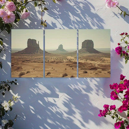 3pcs Moonlit Monument Valley Arizona Wall Art Set Canvas Framed 50x70cm - High Quality Print 100% Australian Made Wall Canvas Ready to Hang