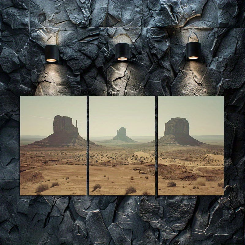 3pcs Moonlit Monument Valley Arizona Wall Art Set Canvas Framed 40x60cm - High Quality Print 100% Australian Made Wall Canvas Ready to Hang