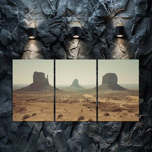 3pcs Moonlit Monument Valley Arizona Wall Art Set Canvas Framed 60x90cm - High Quality Print 100% Australian Made Wall Canvas Ready to Hang